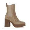 Beigefarbene Chelsea Boots aus Veloursleder mit Absatz