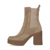Beigefarbene Chelsea Boots aus Veloursleder mit Absatz