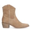 Beigefarbene Cowboystiefeletten aus Veloursleder