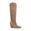 Beigefarbene Cowboystiefel aus Veloursleder