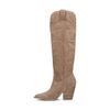 Beigefarbene Cowboystiefel aus Veloursleder