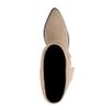 Beigefarbene Veloursleder-Stiefeletten mit Umschlag