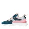 Blaue Veloursleder-Sneaker mit rosa Details