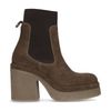 Braune Veloursleder-Stiefeletten mit Plateauabsatz