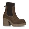 Braune Veloursleder-Stiefeletten mit Plateauabsatz