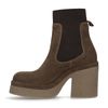 Braune Veloursleder-Stiefeletten mit Plateauabsatz