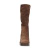 Cognacfarbene Veloursleder-Stiefel mit Blockabsatz
