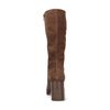 Cognacfarbene Veloursleder-Stiefel mit Blockabsatz