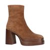Cognacfarbene Veloursleder-Stiefeletten mit Plateauabsatz