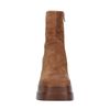 Cognacfarbene Veloursleder-Stiefeletten mit Plateauabsatz