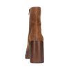 Cognacfarbene Veloursleder-Stiefeletten mit Plateauabsatz