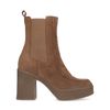 Cognacfarbene Chelsea Boots aus Veloursleder mit Absatz