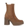 Cognacfarbene Chelsea Boots aus Veloursleder mit Absatz