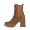 Cognacfarbene Chelsea Boots aus Veloursleder mit Absatz