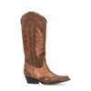 Braune Veloursleder-Cowboystiefel mit cognacfarbenen Details