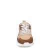 Cognacfarbene Veloursleder-Sneaker mit beigefarbenen Details