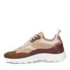 Cognacfarbene Veloursleder-Sneaker mit beigefarbenen Details