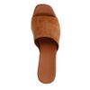 Cognacfarbene Veloursleder-Mules mit Holz-Absatz