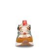 Cognacfarbene Veloursleder-Sneaker mit farbigen Details