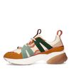 Cognacfarbene Veloursleder-Sneaker mit farbigen Details