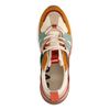 Cognacfarbene Veloursleder-Sneaker mit farbigen Details