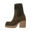Dunkelgrüne Veloursleder-Stiefeletten mit Blockabsatz