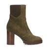 Dunkelgrüne Stiefeletten mit Blockabsatz