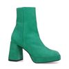 Grüne Veloursleder-Stiefeletten mit Blockabsatz