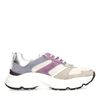 Beigefarbene Sneaker mit lila Details
