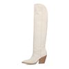 Offwhite Cowboystiefel aus Veloursleder