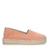 Orangefarbene Plateau-Espadrilles aus Veloursleder