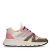 Beigefarbene Sneaker mit Details in Rosa und Grün