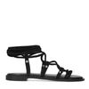 Schwarze Veloursleder-Sandalen mit Schnürung