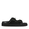 Schwarze Veloursleder-Sandalen mit Schnallen