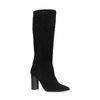 Schwarze Veloursleder-Stiefel mit Absatz und hohem Schaft