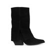 Schwarze Veloursleder-Stiefeletten mit Umschlag