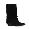 Schwarze Veloursleder-Stiefeletten mit Umschlag