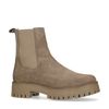 Taupefarbene Chelsea Boots aus Veloursleder