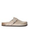 Taupefarbene Veloursleder-Mules