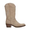 Taupefarbene Western Boots aus Veloursleder