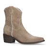Taupefarbene Western Boots aus Veloursleder