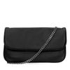 Sac bandoulière en cuir avec chaîne - noir