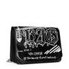Sac bandoulière verni avec texte - noir