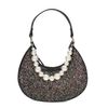 Sac à main pailleté avec chaîne perles - noir