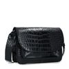 Schwarze Schultertasche mit Krokomuster