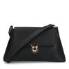 Schwarze Schultertasche mit goldfarbenen Details