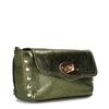 Grüne Metallic-Umhängetasche mit goldfarbener Kette