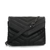 Schwarze Leder-Schultertasche mit Steppung