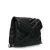 Schwarze Leder-Schultertasche mit Steppung