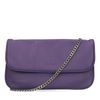 Lilafarbene Leder-Schultertasche mit silberfarbener Kette
